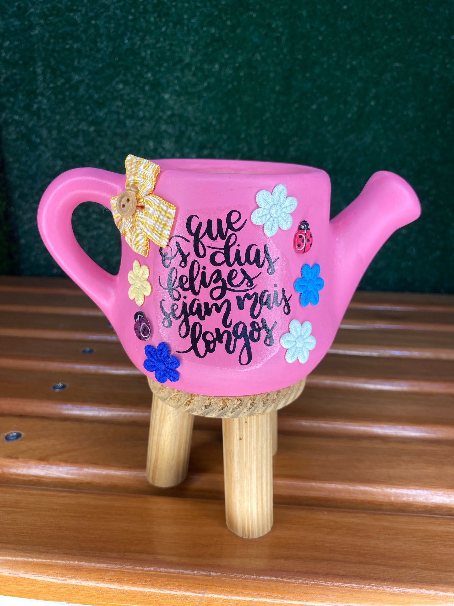 Regador de Cerâmica Artesanal Rosa
