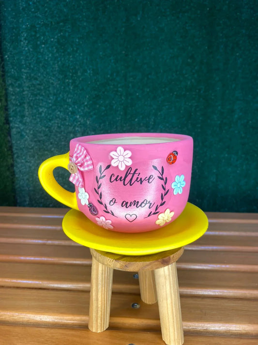 Xícara Artesanal Rosa
