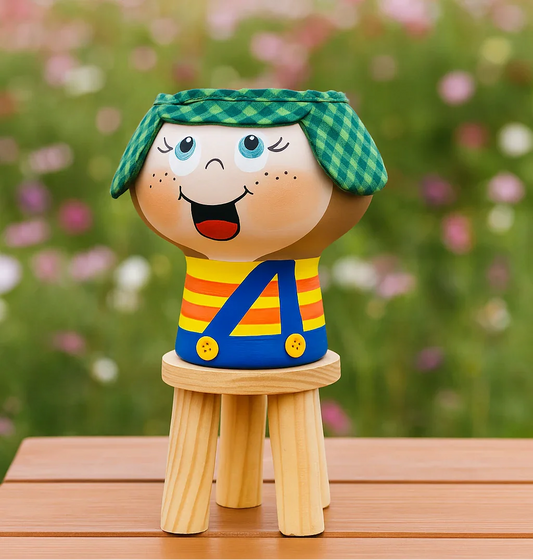 Vaso de cerâmica pintado à mão modelo Chaves, peça artesanal e decorativa ideal para suculentas e pequenas plantas – Rancho das Plantas - floricultura em São Paulo flores e presentes