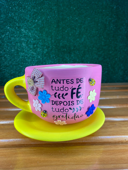 Xícara Artesanal Rosa