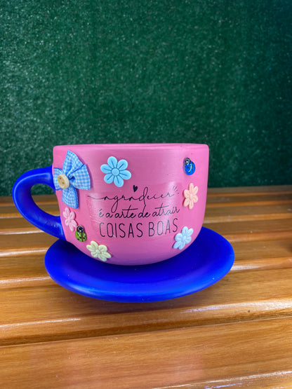 Xícara Artesanal Rosa